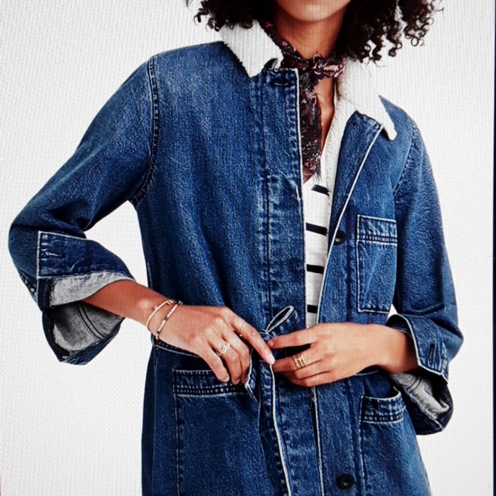 Madewell sherpa denim duster coat Large